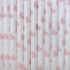 Light Pink Heart Eco Friendly Paper Straws S2149 - Pretty Day