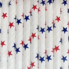 Red, White and Blue Star Eco Friendly Paper Straws S4122 - Pretty Day