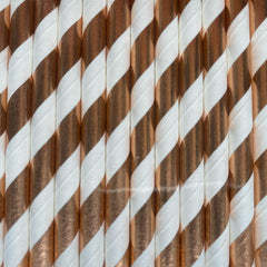 Rose Gold Striped Eco Friendly Paper Straws S0064 - Pretty Day