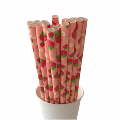Strawberry Eco Friendly Paper Straws S9091 - Pretty Day