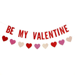 Be My Valentine Valentine's Day Banner Red Pink Party Decorations - Pretty Day