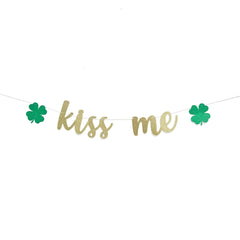 Kiss Me Garland Banner, St Patricks Day Decorations - Pretty Day