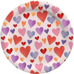 Valentines Painted Heart Small Paper Plates - Pack of 10 S5185 - Pretty Day