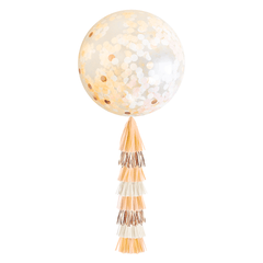 Jumbo Confetti Balloon & Tassel Tail - Peach & Rose Gold S7127 - Pretty Day