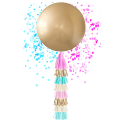 Gender Reveal - Jumbo Gold Confetti Balloon & Tassel S7021 - Pretty Day