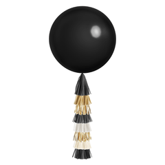 Jumbo Balloon & Tassel Tail - Black, White & Gold S8071 - Pretty Day