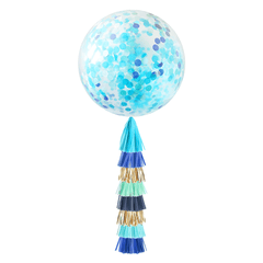 Jumbo Confetti Balloon & Tassel Tail - Blue Party S8070 - Pretty Day