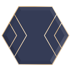 Large Navy Blue & Gold Hexagon Paper Plates - 8 pk S8120 - Pretty Day