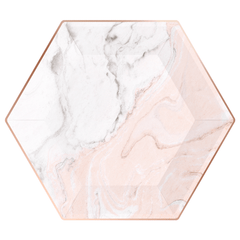 Paper Plates - Hexagon - Blush Marble & Rose Gold S4164 - Pretty Day