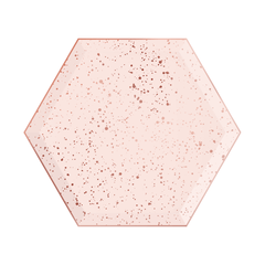 Paper Plates Hexagon Splatter Small Blush & Rose Gold S2191 - Pretty Day