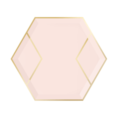 Paper Plates  Small - Hexagon - Blush & Gold S3028 - Pretty Day