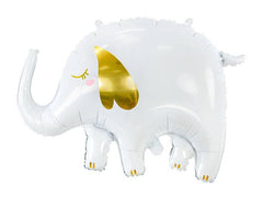 White and Gold Elephant Jumbo Foil Balloon S2118 - Pretty Day