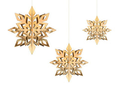 Hanging Snowflake Decorations in Gold - 6 Pack S6040 - Pretty Day