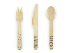 Wood Utensils with Black Design - Pack of 18 M0019 M0048 - Pretty Day