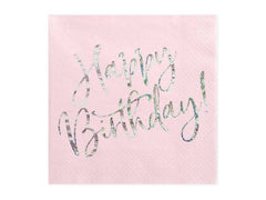 Light Pink Happy Birthday.  Napkins - 20pk. S9169 - Pretty Day