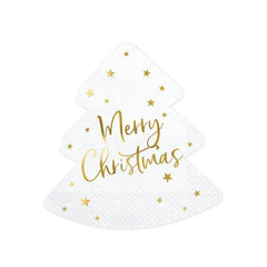 White and Gold Christmas Tree Napkins - 20 Pack S2018 S2019 - Pretty Day