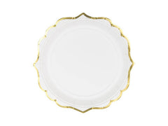 White and Gold Paper Plates - Small  6pk S2189 - Pretty Day