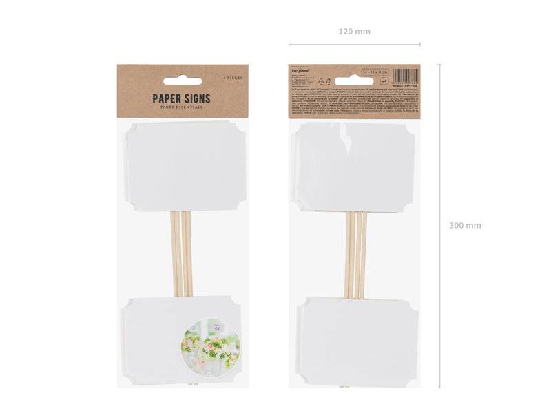 Customizable Table Number Paper Signs- 4pk S0080 | Pretty Day