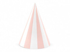 Light Pink Striped Birthday Party Hats - 6 pack S7077 - Pretty Day