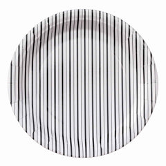 Black and White Fine Stripes Plates- Large (Set of 8) S5196 - Pretty Day