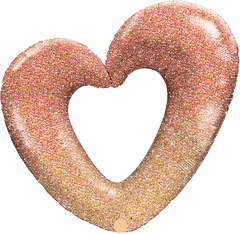 Gold Rose Gold Ombre Sparkly Heart Balloon S5063 - Pretty Day