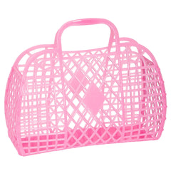 Sun Jellies Retro Basket Large- Neon Pink Translucent - Pretty Day