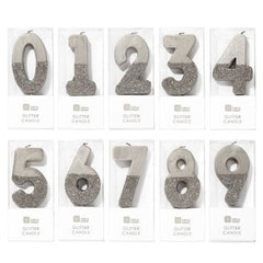 Silver Glitter Dipped Number Birthday Candle - Pretty Day