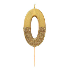 Birthday Number 0 Candle Gold Glitter Dipped S2075 - Pretty Day