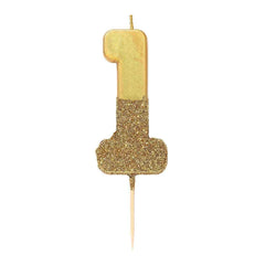 Birthday Number 1 Candle Gold Glitter Dipped S8094 - Pretty Day