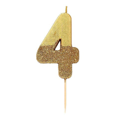 Birthday Number 4 Candle Gold Glitter Dipped S2100 - Pretty Day