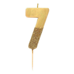 Birthday Number 7 Candle Gold Glitter Dipped S1076 - Pretty Day