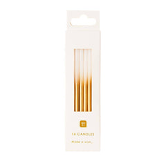 White and Gold Birthday Candles - 16 Pack S1145 - Pretty Day