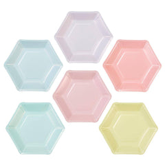 Large Hexagonal Pastel Paper Plates - 8 Pack S8097 - Pretty Day