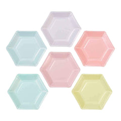 Pastel Hexagon Paper Plates - Small  S3114 - Pretty Day